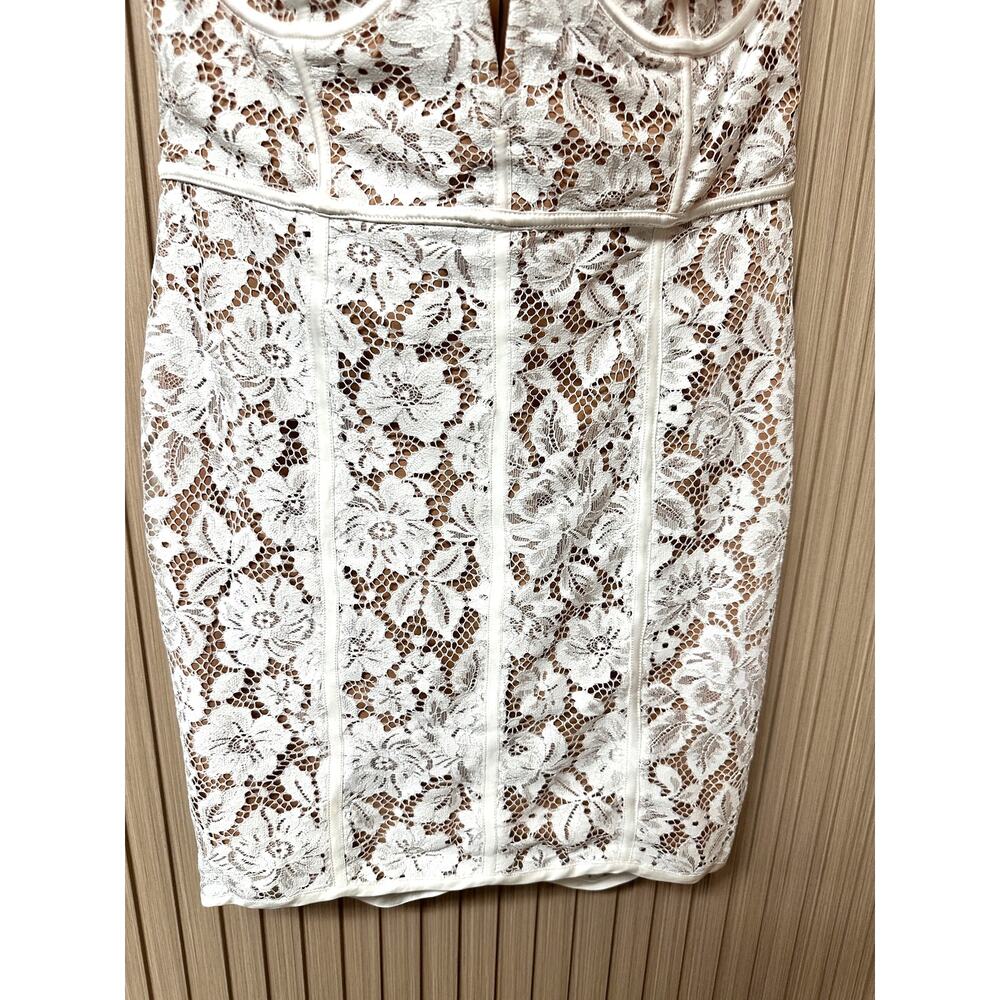 For Love & Lemons Julia Lace White Womens Mini Dress Sz L - Picture 6 of 15